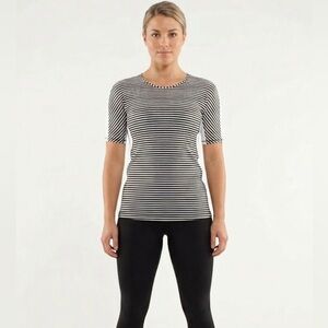 Lululemon Striped Short-Sleeve Crewneck Top - Black & White